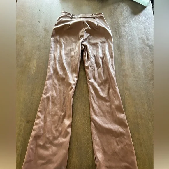 Meshki Tyra straight leg faux leather chocolate brown pants - Picture 14 of 14